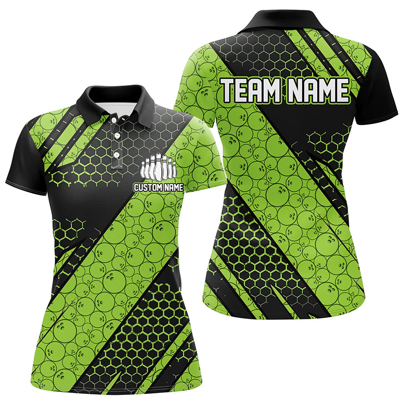 Bowling Ball Pattern Custom Bowling Team Jerseys, Bowlers Shirts For Women | Green IPHW6475