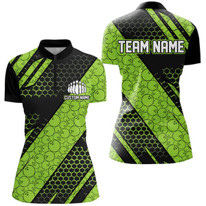 Bowling Ball Pattern Custom Bowling Team Jerseys, Bowlers Shirts For Women | Green IPHW6475