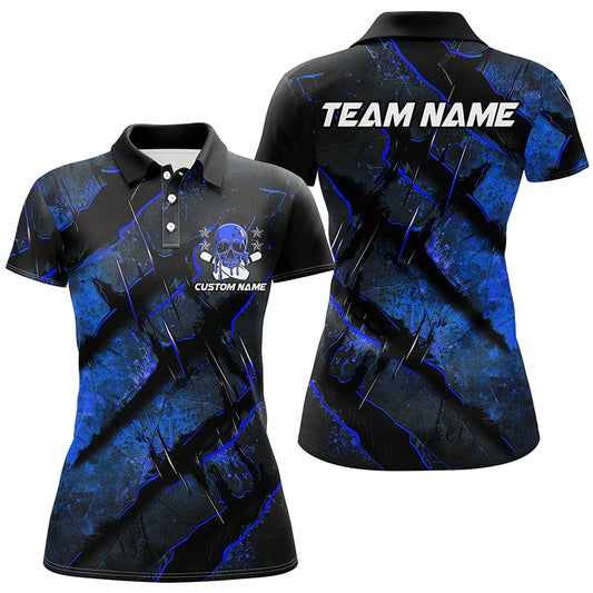 Blue Claw Customize Team Bowling Shirts, Skull Bowling Jerseys For Women IPHW6483