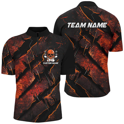 Orange Claw Customize Team Bowling Shirts, Skull Bowling Jerseys For Men And Women IPHW6484