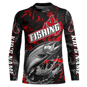 Rainbow Trout Fishing Custom Long Sleeve Shirts, Fly Fishing Trout Fishing Jerseys | Red Camo IPHW6659