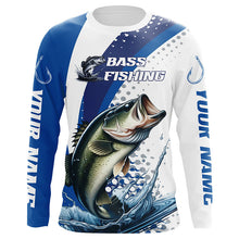 Load image into Gallery viewer, Custom Bass Long Sleeve Fishing Shirts, Bass Fishing Tournament Shirts | Blue IPHW6829