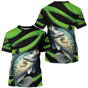 Black And Green Custom Crappie Fishing Jerseys, Crappie Long Sleeve Tournament Fishing Shirts IPHW7000