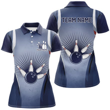 Load image into Gallery viewer, Navy Blue Custom Vintage Ladies Bowling Shirts, Classic Bowling Team Shirt Bowler Outfits IPHW7538