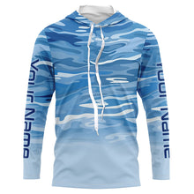 Load image into Gallery viewer, Blue Camo Custom Long Sleeve Tournament Performance Fishing Shirts For Charter Fishing Trip IPHW5795