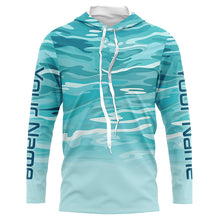 Load image into Gallery viewer, Blue Camo Custom Long Sleeve Tournament Performance Fishing Shirts For Charter Fishing Trip IPHW5796