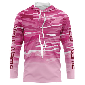 Pink Camo Custom Long Sleeve Tournament Performance Fishing Shirts For Charter Fishing Trip IPHW5797