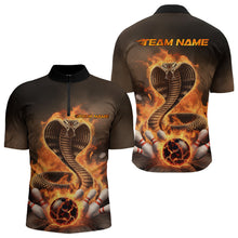 Load image into Gallery viewer, Custom Flame Cobra Snake Bowling Team Quarter-Zip Shirts For Men, Bowling Tournament Outfit IPHW8666