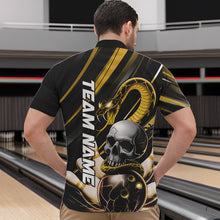 Load image into Gallery viewer, Custom Black And Yellow Snake Skull Bowling Quarter-Zip Shirts For Men, Bowling Team Shirt IPHW8671