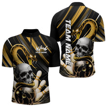 Load image into Gallery viewer, Custom Black And Yellow Snake Skull Bowling Quarter-Zip Shirts For Men, Bowling Team Shirt IPHW8671