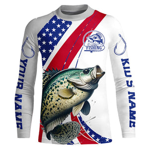 Custom Patriotic Crappie Long Sleeve Fishing Shirts, Personalized Crappie Fishing Jersey IPHW6848