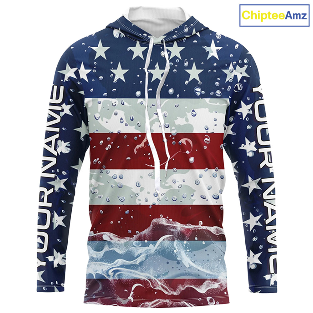 American Flag Custom Long Sleeve Uv Protection Fishing Shirts, Patriotic Fishing Jersey IPHW6850