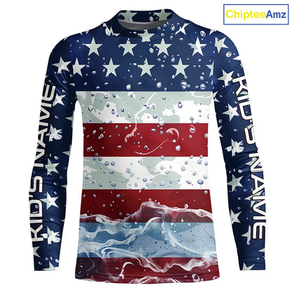 American Flag Custom Long Sleeve Uv Protection Fishing Shirts, Patriotic Fishing Jersey IPHW6850