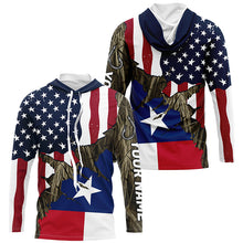 Load image into Gallery viewer, American Texas Flag Custom Long Sleeve Fishing Shirts, Patriotic Camouflage Fishing Shirts IPHW7005