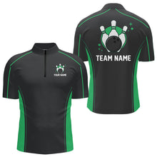 Load image into Gallery viewer, Custom Shamrock Green Classic Bowling Team Quarter-Zip Shirt For Men, Bowling League Shirt IPHW9914