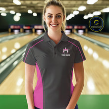Load image into Gallery viewer, Custom Black And Pink Classic Bowling Team Polo Shirt For Women, Bowling League Shirt IPHW9915