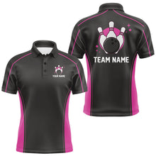Load image into Gallery viewer, Custom Black And Pink Classic Bowling Team Polo Shirt For Men, Bowling League Shirt IPHW9915