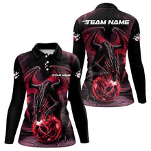 Load image into Gallery viewer, Black And Red Custom Bowling Team Shirts For Women, Dragon Bowling Uniform Bowler Outfits IPHW7991