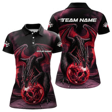 Load image into Gallery viewer, Black And Red Custom Bowling Team Shirts For Women, Dragon Bowling Uniform Bowler Outfits IPHW7991