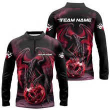 Load image into Gallery viewer, Black And Red Custom Bowling Team Shirts For Men, Dragon Bowling Uniform Bowler Outfits IPHW7991