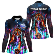 Load image into Gallery viewer, Custom Colorful Thunder Lightning Tiger Ladies Bowling Team Shirts, Bowling League Shirt IPHW7996