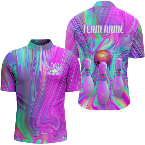 Custom Colorful Bowling Shirts For Men, Galaxy Colors Bowling Team Shirt Bowler Outfits IPHW7998