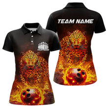 Load image into Gallery viewer, Custom Flaming Leopard Bowling Shirts For Women, Fire Bowling Team Shirt Bowler Uniform IPHW8000