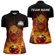 Load image into Gallery viewer, Custom Flaming Leopard Bowling Shirts For Women, Fire Bowling Team Shirt Bowler Uniform IPHW8000