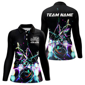 Neon Style Custom Ladies Bowling Shirts, Glowing Electric Bowling Team Shirt Bowler Outfits IPHW8001