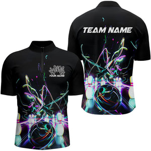 Neon Style Custom Bowling Shirts For Men, Glowing Electric Bowling Team Shirt Bowler Outfits IPHW8001