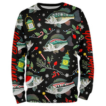 Load image into Gallery viewer, Custom Christmas Largemouth Bass Long Sleeve Fishing Shirts, Cozy Xmas Fishing Gifts IPHW8005