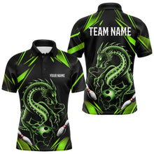 Load image into Gallery viewer, Custom Black And Green Dragon Bowling Polo Shirts For Men, Dragon Bowling League Shirt IPHW8674