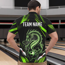 Load image into Gallery viewer, Custom Black And Green Dragon Bowling Quarter-Zip Shirts For Men, Dragon Bowling League Shirt IPHW8674