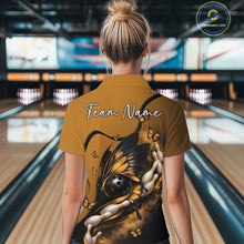 Load image into Gallery viewer, Custom Yellow Butterfly Bowling Women Quarter-Zip Shirts, Team Tournament Bowlers Outfit IPHW11045
