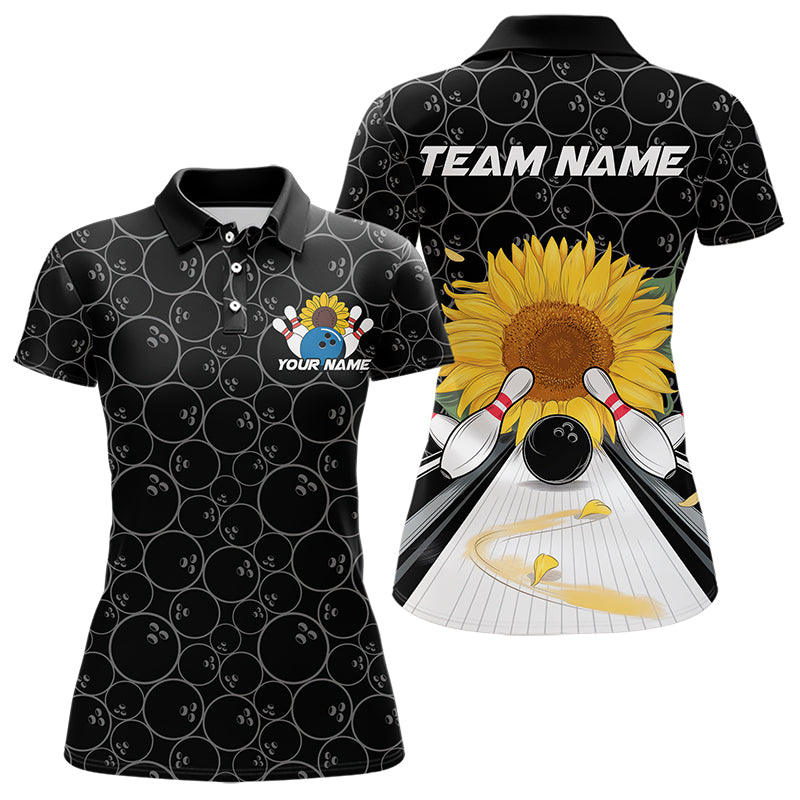 Custom Sunflower Bowling Polo Shirts For Women, Sunflower Bowling Team Jerseys IPHW8436