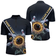 Load image into Gallery viewer, Custom Sunflower Bowling Quarter-Zip Shirts For Men, Sunflower Bowling Team Shirt With Name IPHW8438