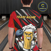 Load image into Gallery viewer, Custom Funny Red Bowling Jerseys Bowling And Beer Men Polo Shirts, Bowling Jerseys IPHW10532