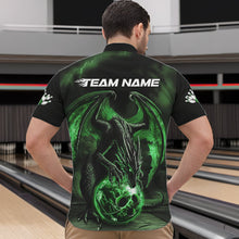 Load image into Gallery viewer, Black And Green Custom Bowling Team Quarter-Zip Shirts For Men, Dragon Bowling League Shirts IPHW8691