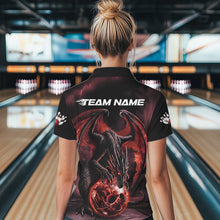 Load image into Gallery viewer, Black And Orange Custom Bowling Team Womens Quarter-Zip Shirt, Dragon Bowling League Shirts IPHW8692