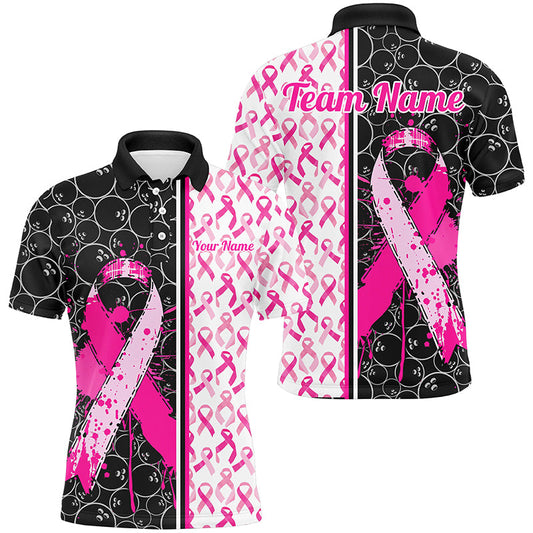 Black And Pink Custom Breast Cancer Awareness Pink Ribbon Bowling Shirts For Men And Women IPHW7011