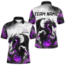 Load image into Gallery viewer, Black And Purple Thunder Lightning Custom Dragon Bowling Men Polo Shirts, Bowling Uniform IPHW8695