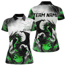 Load image into Gallery viewer, Black And Green Thunder Lightning Custom Dragon Bowling Women Polo Shirts, Bowling Uniform IPHW8696