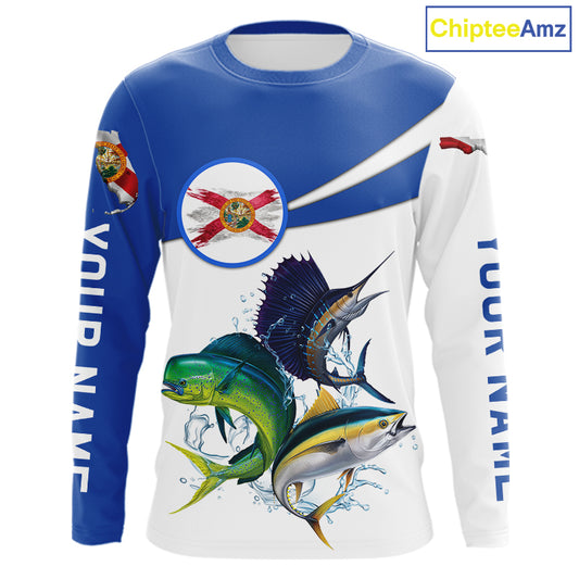 Custom Mahi Mahi, Sailfish, Tuna Florida Long Sleeve Saltwater Fishing Shirts For Men IPHW11353