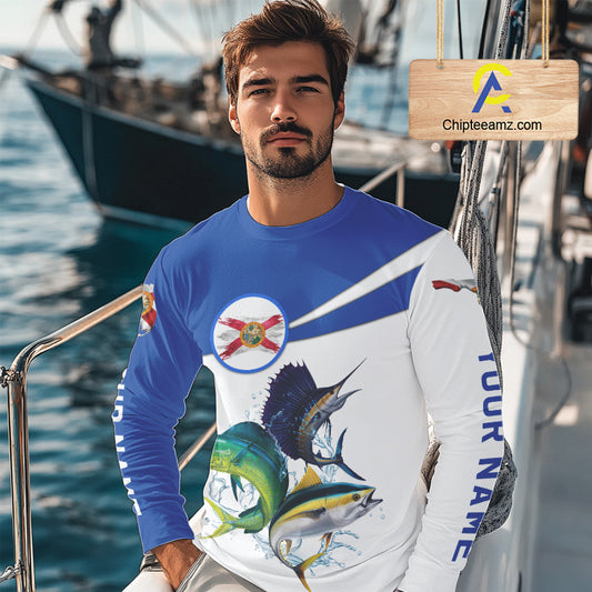 Custom Mahi Mahi, Sailfish, Tuna Florida Long Sleeve Saltwater Fishing Shirts For Men IPHW11353