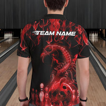 Load image into Gallery viewer, Custom Black And Red Flame Scorpio Zodiac Bowling Men Polo Shirts, Scorpion Bowler Outfit IPHW8973