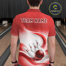 Load image into Gallery viewer, Custom Bowling Tournament Polo Shirts For Men, Bowling League Team Shirt | Red IPHW11372