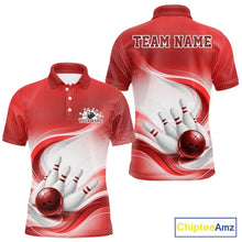 Load image into Gallery viewer, Custom Bowling Tournament Polo Shirts For Men, Bowling League Team Shirt | Red IPHW11372