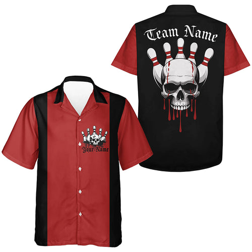 Custom Skull Retro Bowling Shirts For Men And Women, Bowling Team Uniform Halloween Outfits IPHW7258