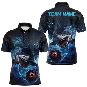 Custom Shark Bowling Polo Shirts For Men, Shark Bowling Team Shirt Bowler Outfits IPHW8020