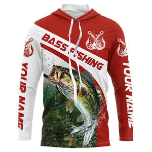 Custom Bass Fishing Long Sleeve Tournament Fishing Shirts, Bass Performance Fishing Jerseys | Red IPHW5801